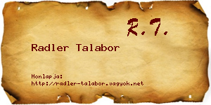 Radler Talabor névjegykártya